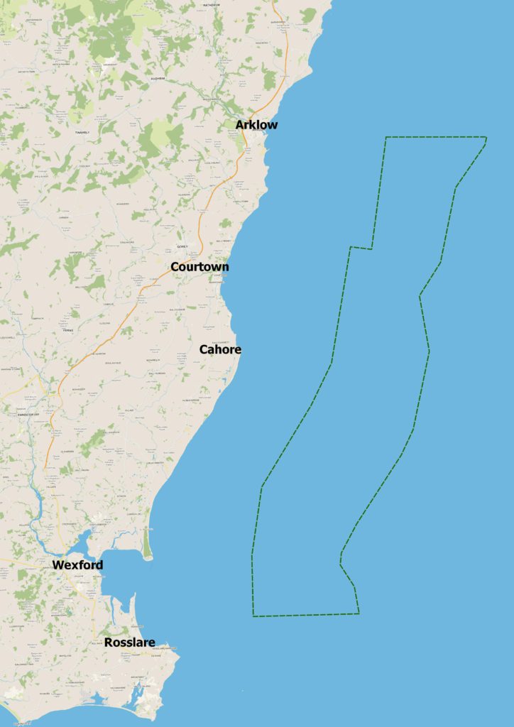 offshore wind farm area of interest map Wexford and South Wicklow